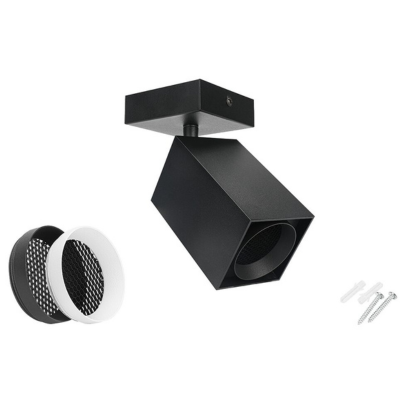 PioLED Snypa Square GU10 Surface-Mount Spotlight with Removable Honeycomb – Black/White (Excl. Lamp)