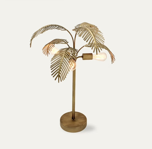 Queen Palm Metal Table Lamp – Gold, 3 × E27, 720mm High (Excl. Lamps)