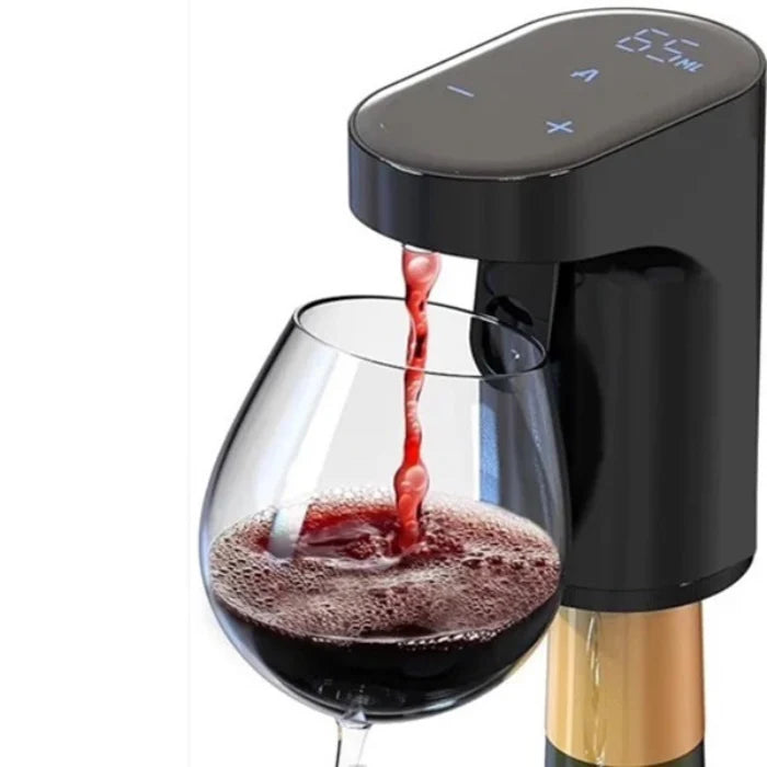 Redsack Smart Wine Dispenser – black dispenser pouring red wine into a glass