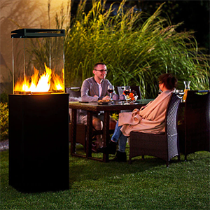 SPAZIO Firecube Outdoor Gas Fire Pit – Tempered Glass, Black, H1550mm