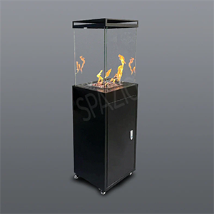 SPAZIO Firecube Outdoor Gas Fire Pit – unlit fire pit on a grey background