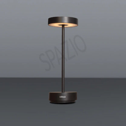 SPAZIO Standy Mini Rechargeable Desk Lamp – shown in a dark finish on a grey background