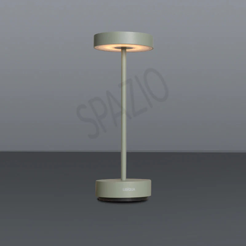 SPAZIO Standy Mini Rechargeable Desk Lamp – shown in a pale finish on a grey background