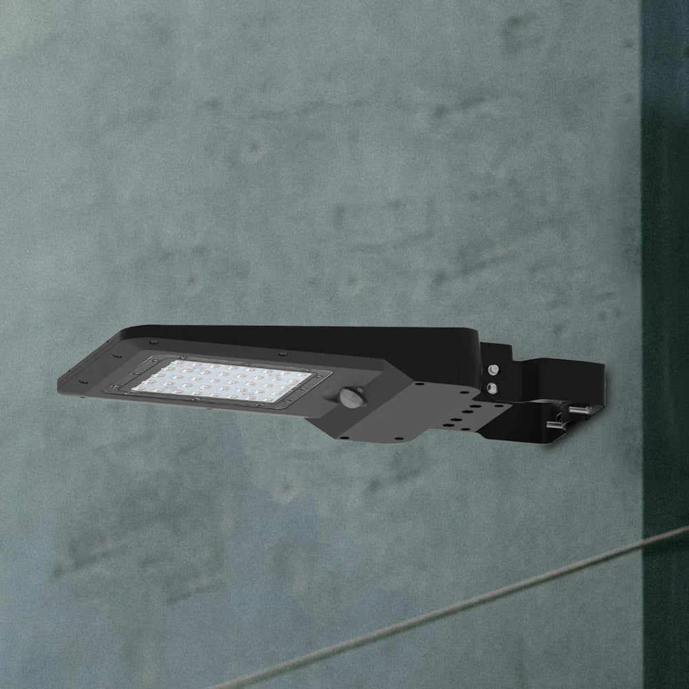 SPAZIO Sunstreet Solar LED Street Light – mounted on a concrete wall