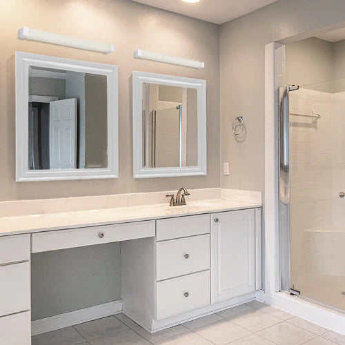 SPAZIO Vanity LED Mirror Light – installed above mirrors in a bathroom