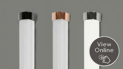 SPAZIO Vanity LED Mirror Light – three finishes shown side by side