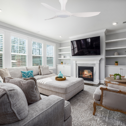 Synerji 3-Blade Ceiling Fan with LED Light – White, 6 Speeds, Remote Control