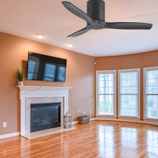 Synerji 3-Blade Ceiling Fan with Remote – 52-Inch, 31W, 6 Speeds, Black & Dark Wood