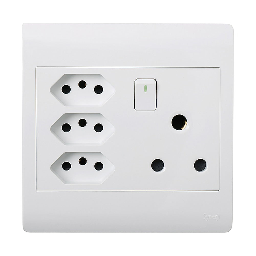 4×4 Socket Outlet RSA + 3× Euro – White – Synerji