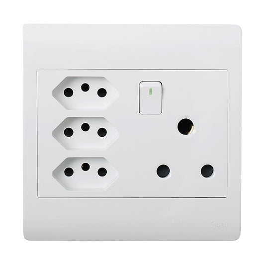 4×4 Socket Outlet RSA + 3× Euro – White – Synerji