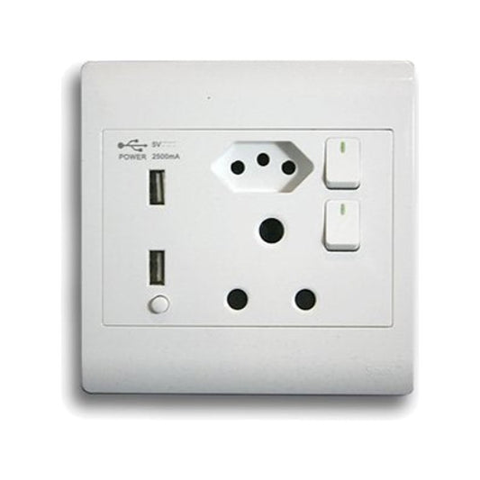 Synerji 4×4 Socket with 2 USB-C Ports – SA and Slimline Sockets, White