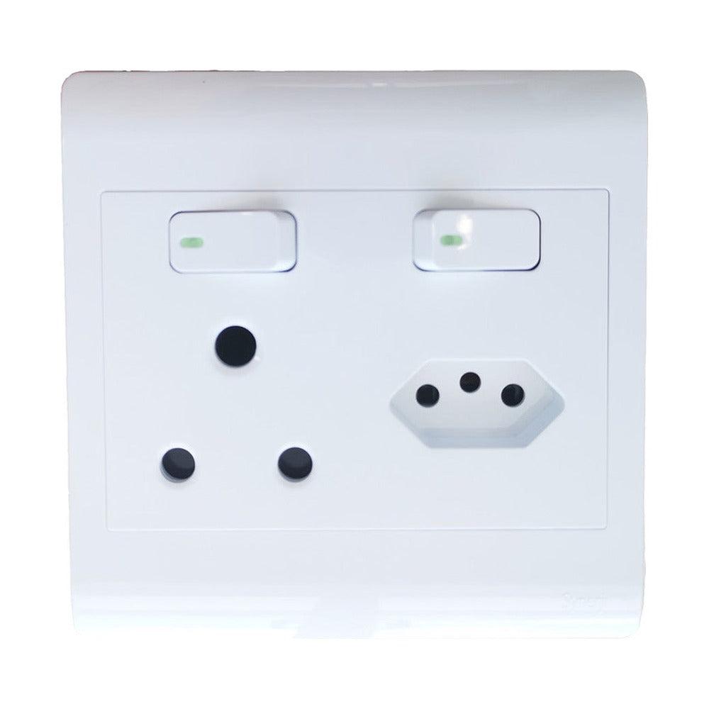 Synerji 4×4 Stainless Steel Socket – RSA Single + 3-Pin European Socket