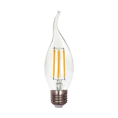 Synerji 4W LED Candle Flame Filament Bulb – clear glass flame-tip bulb with filaments
