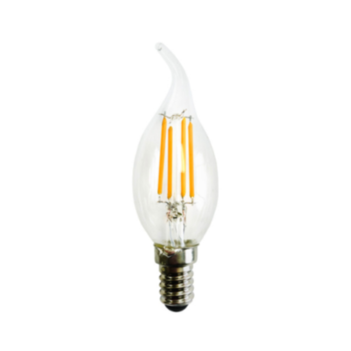 Synerji 4W LED Candle Flame Filament Bulb – Warm White 3000K or Cool White 4000K