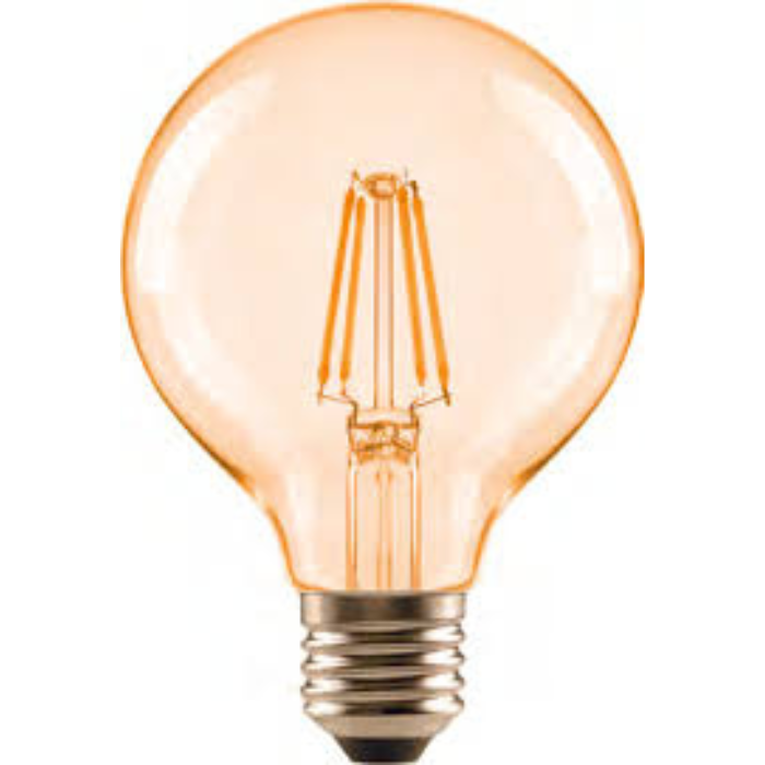 Synerji 6.5W Amber LED Filament Lamp – 3000K, BC/ES, Ø125mm – SYLFG125V6.5A