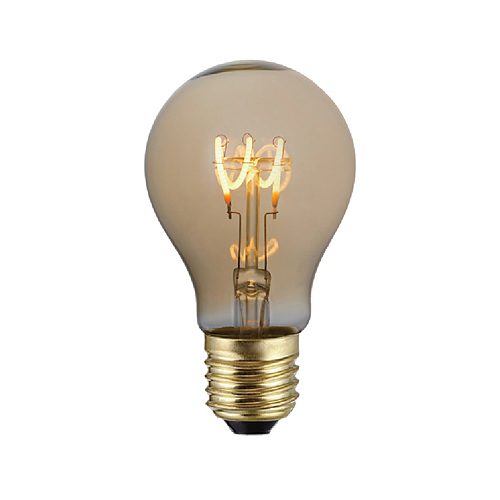Synerji A60 Deco Filament LED Bulb – 3W, Dimmable, 3000K, Amber/Clear