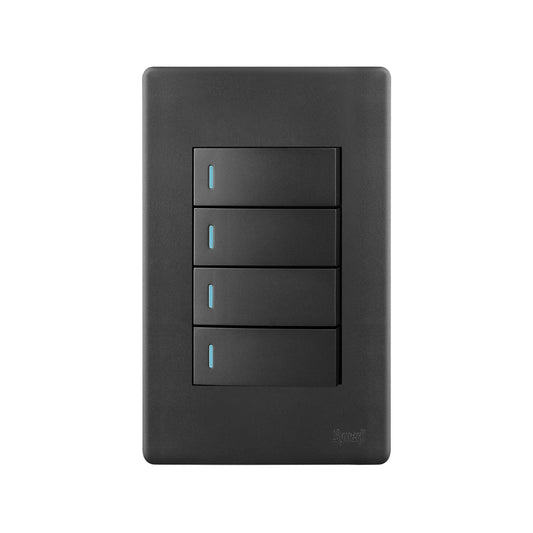 Synerji DECO 4×2 4-Lever 1-Way Light Switch – 4 Finish Options