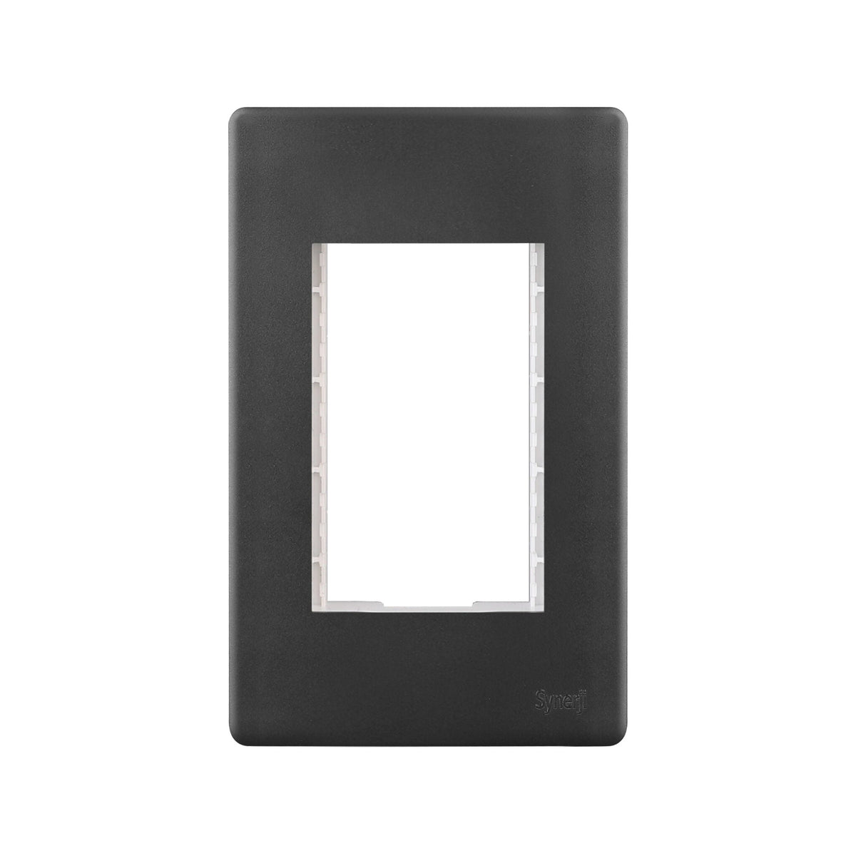 Synerji DECO 4×2 Grid Plate Yoke – dark grid plate, front view