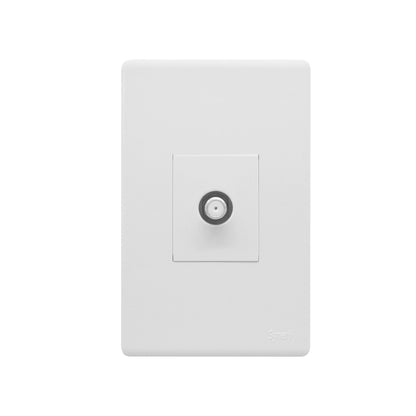 Synerji DECO 4×2 Satellite Socket – white satellite socket, front view