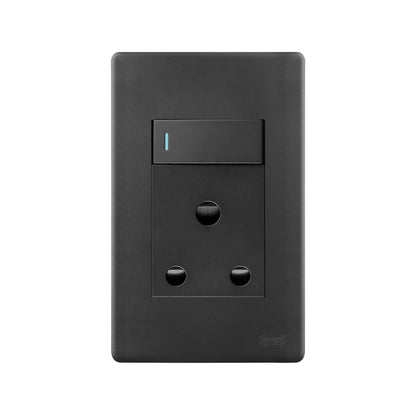Synerji DECO 4×2 Single RSA Plug Socket – dark single plug socket, front view