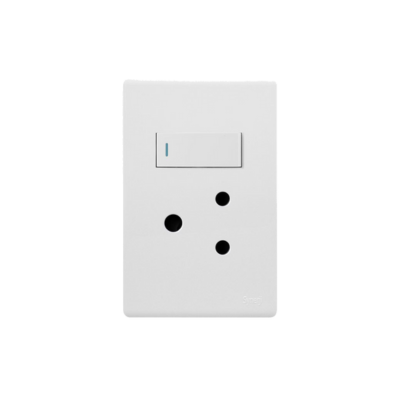 Synerji DECO 4×2 Single RSA Socket – Complete Unit, White/Black