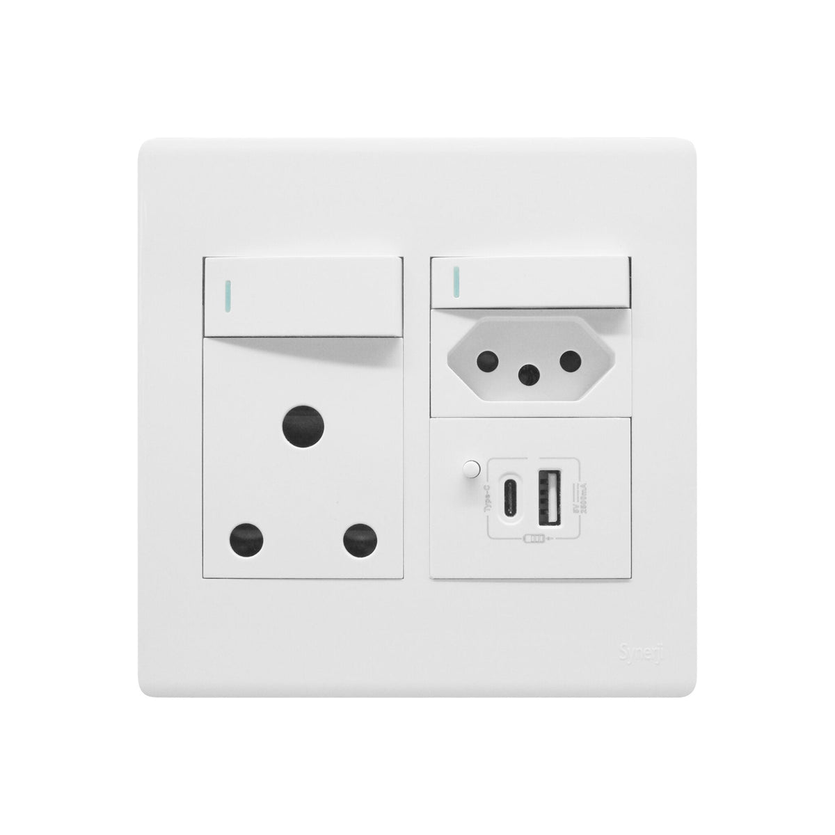 Synerji DECO 4×4 RSA and 3-pin socket with USB charging ports