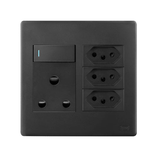 Synerji DECO 4×4 RSA + 3×3-Pin Euro Socket – Grey, White, Matt Black, Matt Grey