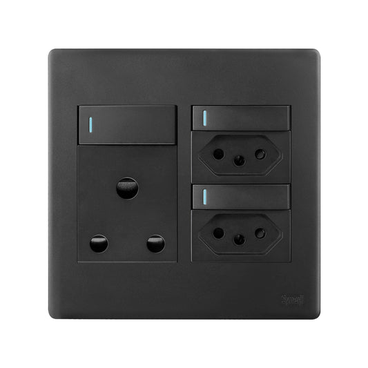 Synerji DECO 4×4 RSA Single Socket + 2×3-Pin Euro – 4 Finish Options
