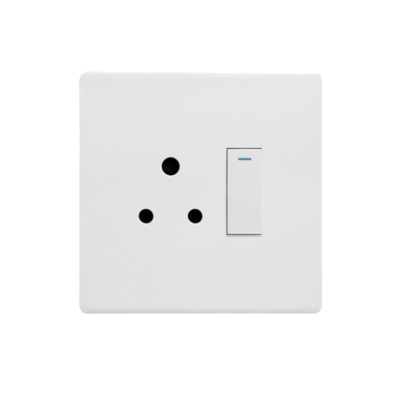 Synerji DECO 4×4 RSA Socket – White single socket outlet, front view