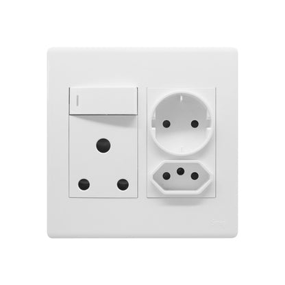 Synerji DECO 4×4 Single + Euro + Schuko Socket – Grey, White, Matt Black, Matt Grey