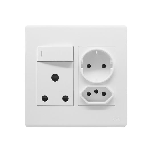 Synerji DECO 4×4 Single + Euro + Schuko Socket – Grey, White, Matt Black, Matt Grey