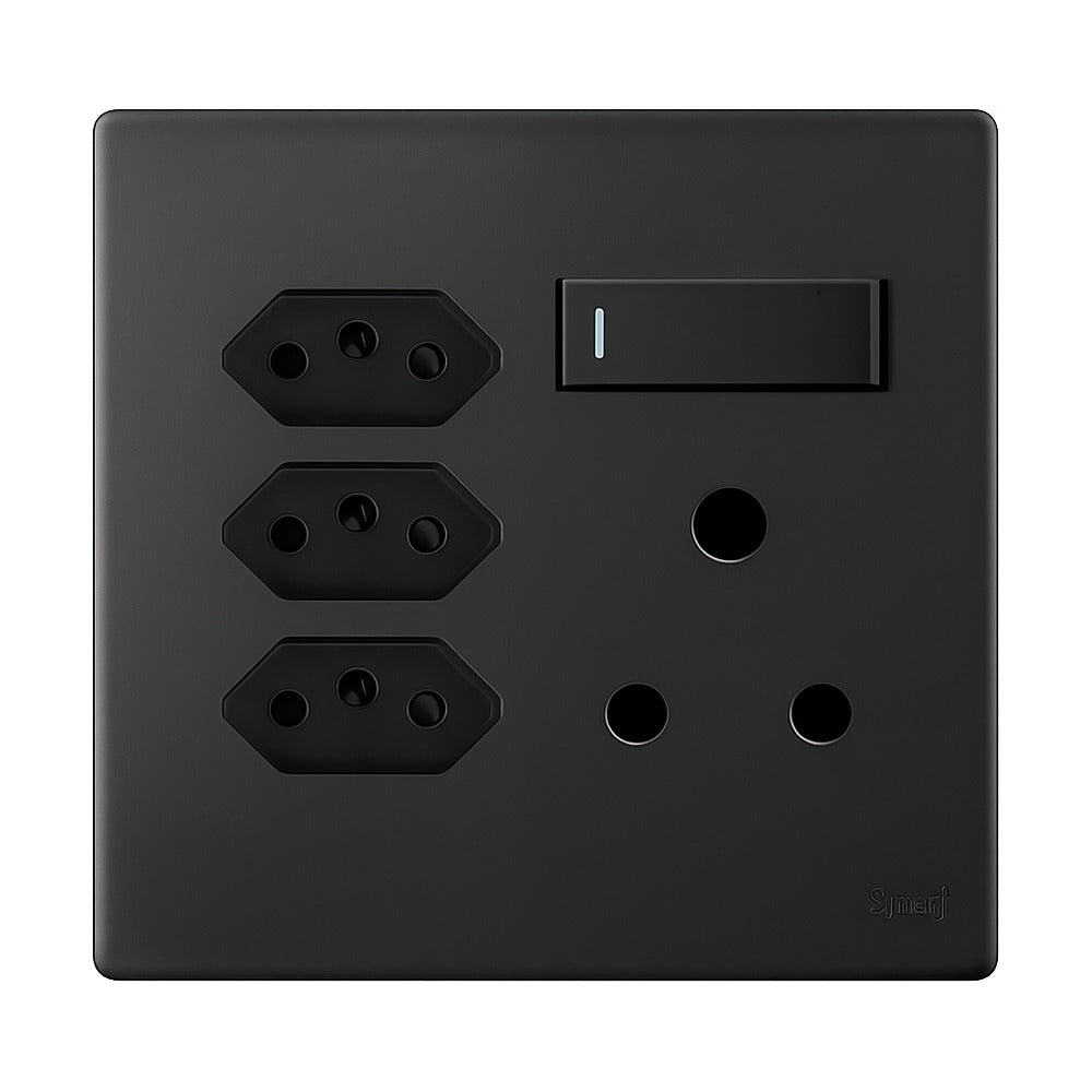 Deco Complete 4×4 RSA + 3× Euro Socket – Matt Black – Synerji