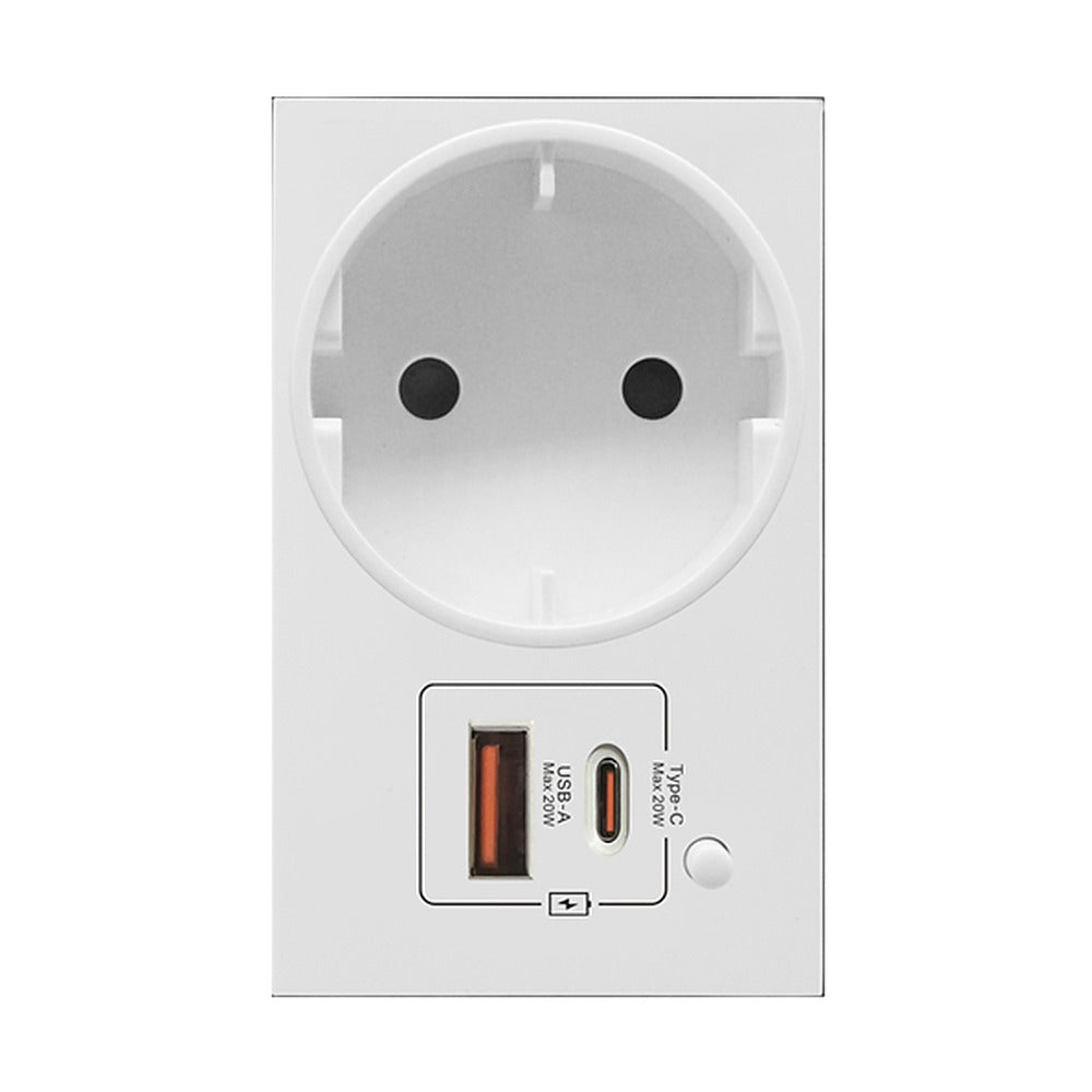 Deco USB Fast-Charge Schuko Module – White – Synerji