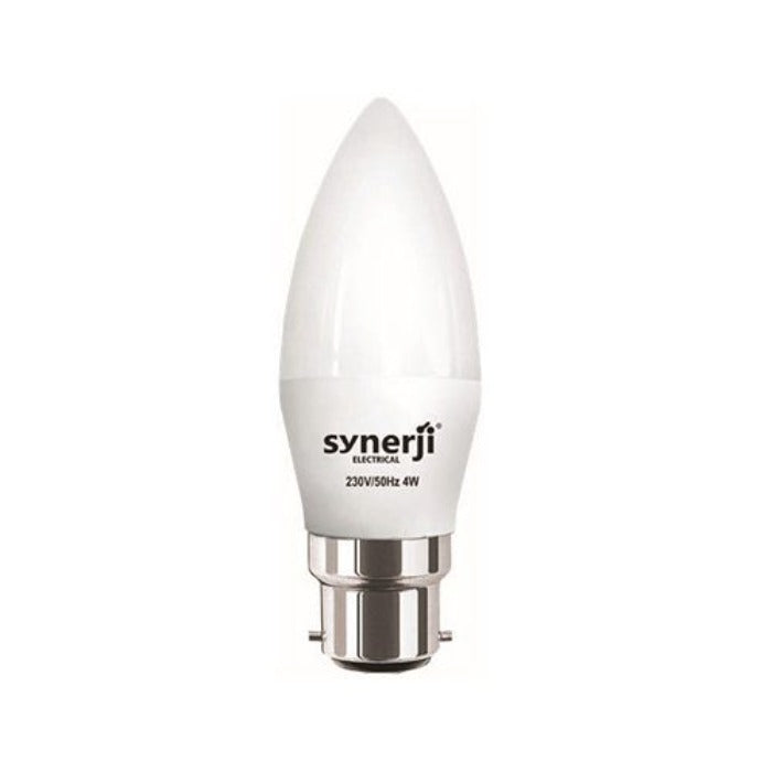 Synerji Dimmable LED Candle Bulb – BC cap, white bulb