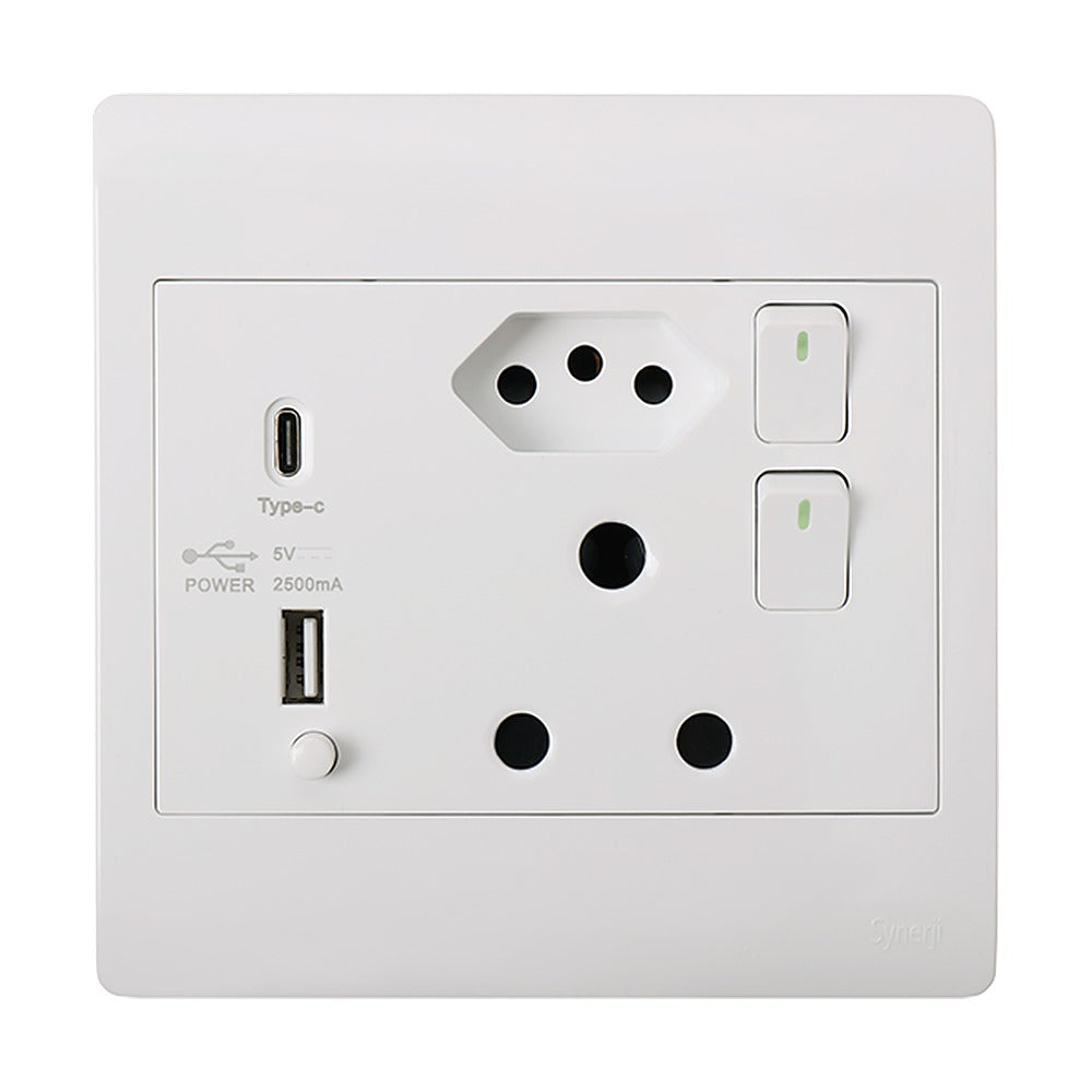 Eco 4×4 Socket with USB Fast Charge – White – Synerji