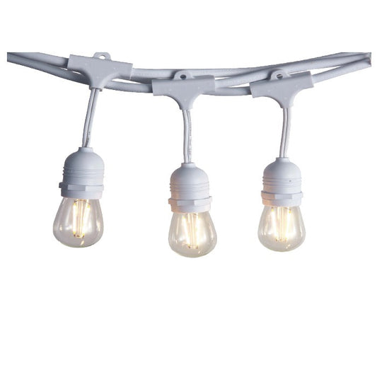 Synerji Hanging Party Festoon Lead – 10m, 10 Sockets, IP44, Black/White – White