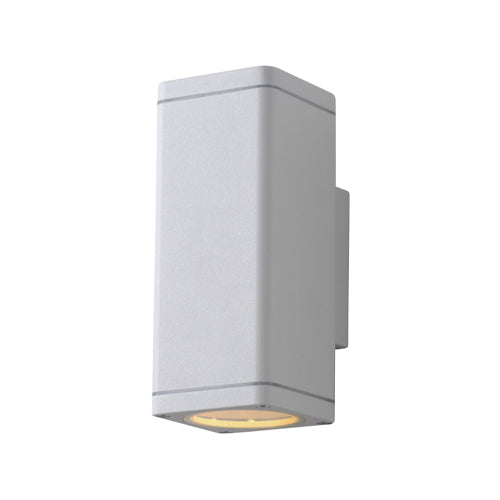 Synerji Kube Twin Outdoor Wall Light – White version, front angle
