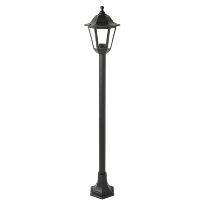 Synerji Lantern Bollard Light – E27, IP54, Black, 1227mm High (Excl. Lamp)