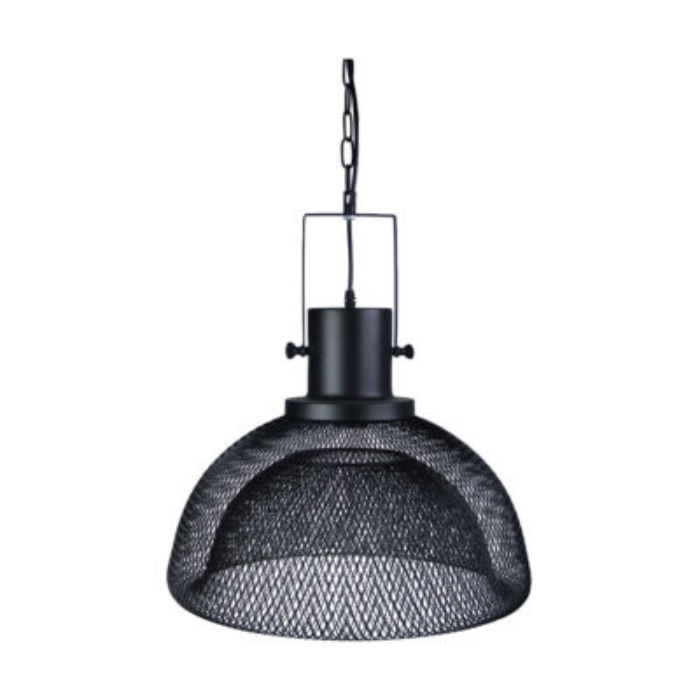 Synerji Matt Black Metal & Wood Pendant Light – ES, IP20 (Excl. Lamp)