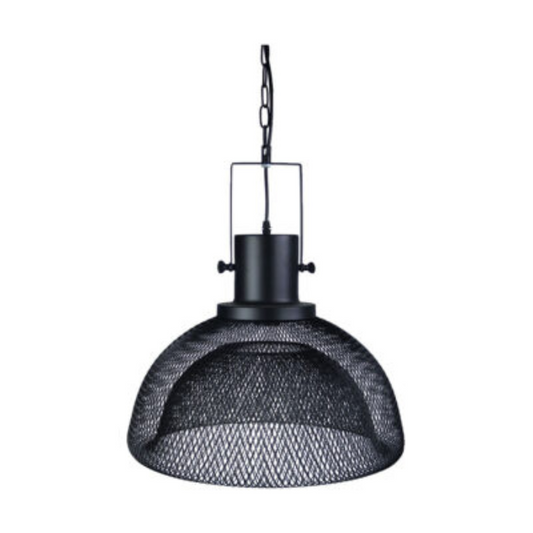 Synerji Matt Black Metal & Wood Pendant Light – ES, IP20 (Excl. Lamp)