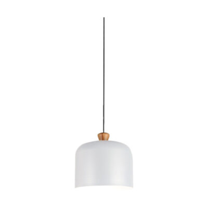 Synerji Metal & Wood Pendant Light – ES, IP20, White/Grey
