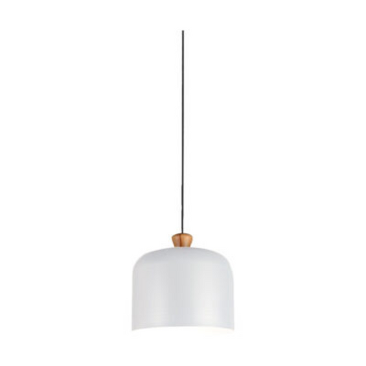 Synerji Metal & Wood Pendant Light – ES, IP20, White/Grey