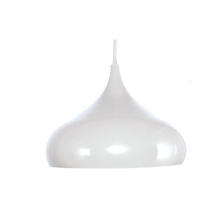 Synerji Metal & Wood Pendant Light – White version, unlit