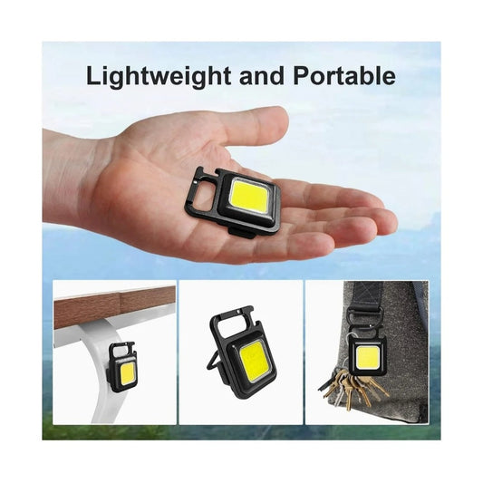 Synerji Mini Rechargeable COB LED Keychain Light – 6W, Magnetic Base, Type-C