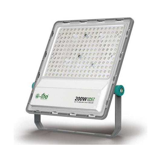 O-LITE OF02 LED Floodlight – 200W/300W/400W, 6500K, IP67, 90° Beam, Grey