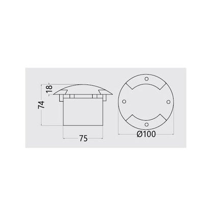 Synerji Outdoor LED Ground Light – dimensions drawing