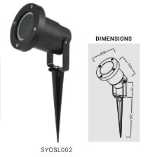 Synerji Outdoor Spike Spotlight – GU10, Max 7W, IP65, Black