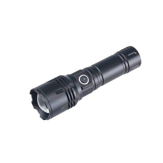 Synerji Rechargeable Aluminium Laser LED Torch – 2600mAh, Zoom, Power Bank