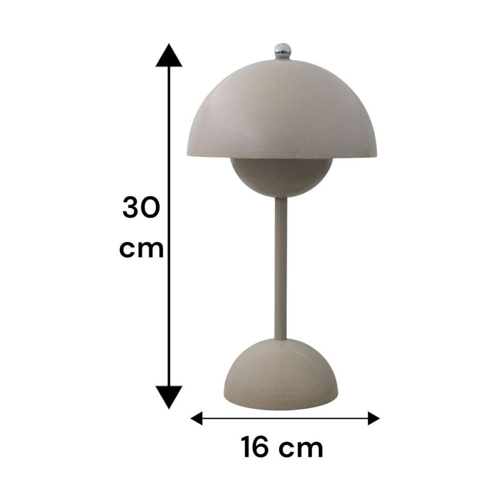 Rechargeable Dome Table Lamp – dimensions drawing, 30 cm high and 16 cm wide
