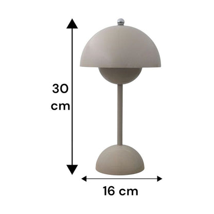 Rechargeable Dome Table Lamp – dimensions drawing, 30 cm high and 16 cm wide